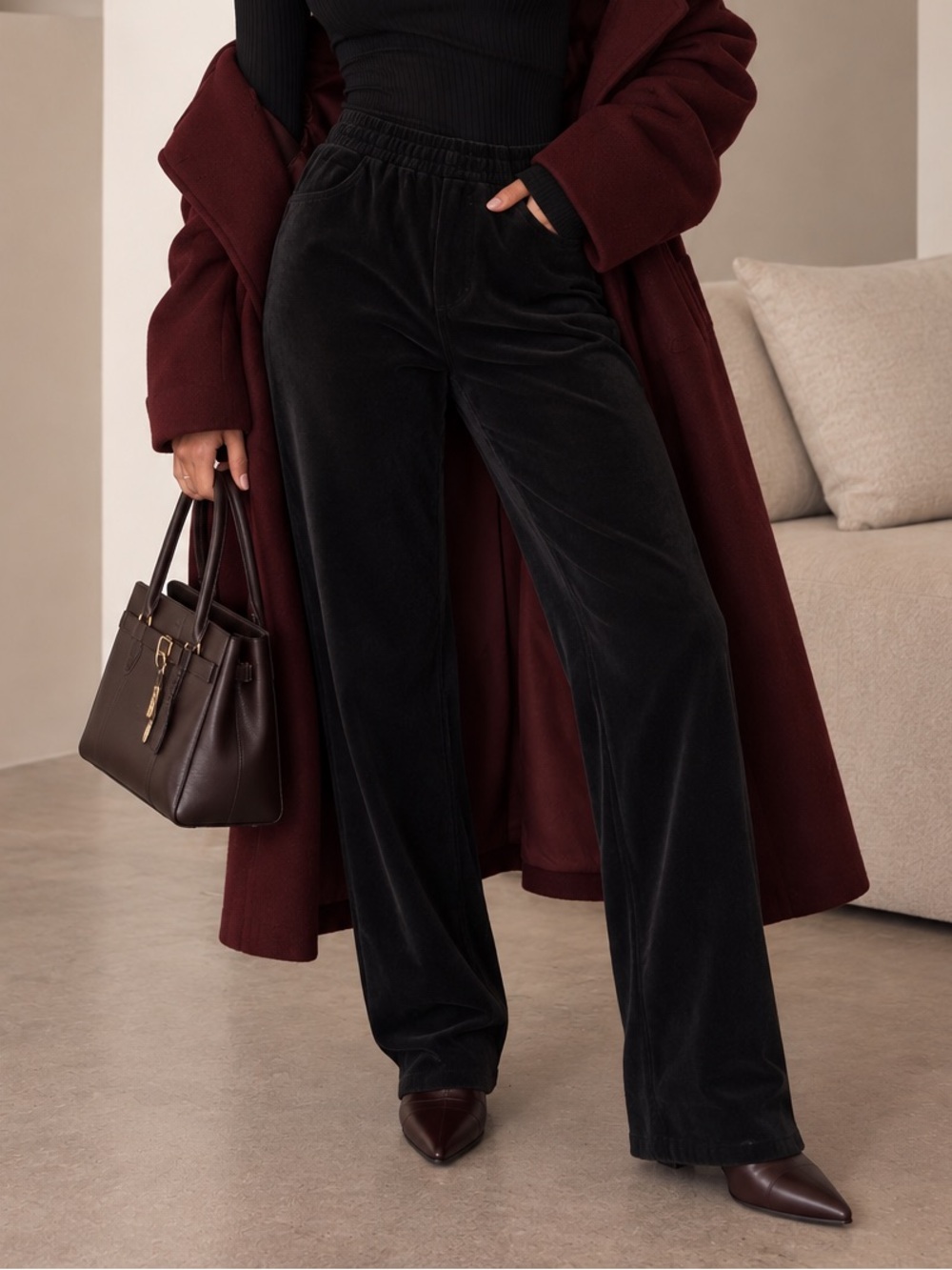 Straight-Leg Lounge Pants - Black